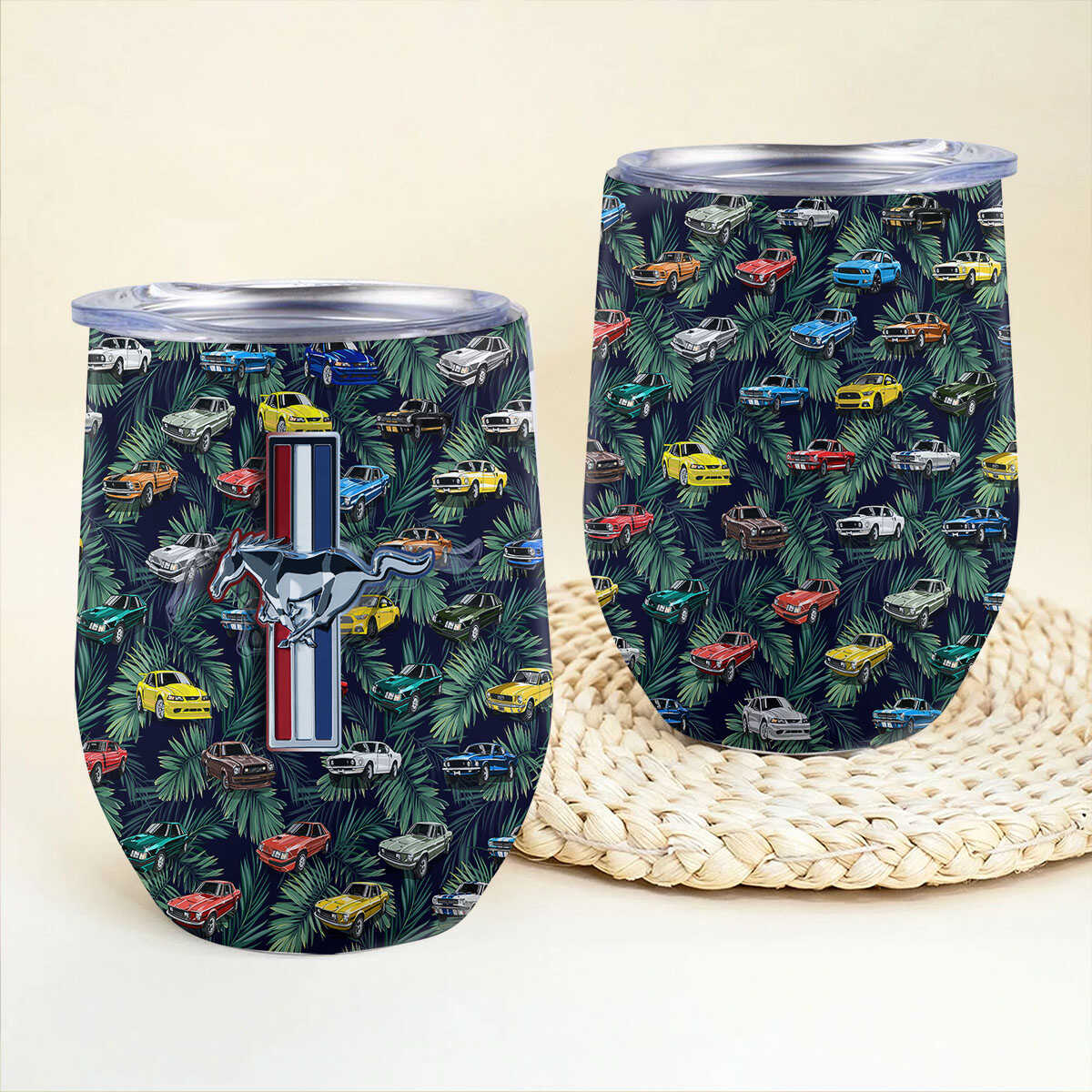 Mustang Hawaiian Wine Tumbler - Stainless Steel Vacuum Insulated Wine Tumbler For Mustang Fans