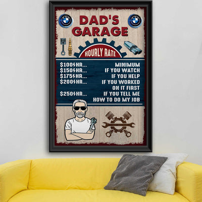 B.M.W Dad's Garage Hourly Rate Wall Art