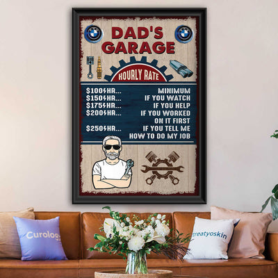 B.M.W Dad's Garage Hourly Rate Wall Art