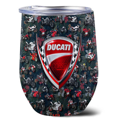 Ducati Hawaiian Wine Tumbler - Stainless Steel Vacuum Insulated Wine Tumbler For Ducati Fans