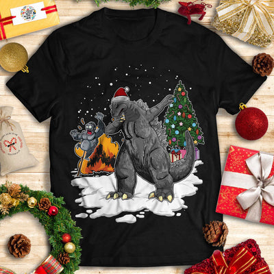 Godzilla Dabbing For Christmas T-shirt 1