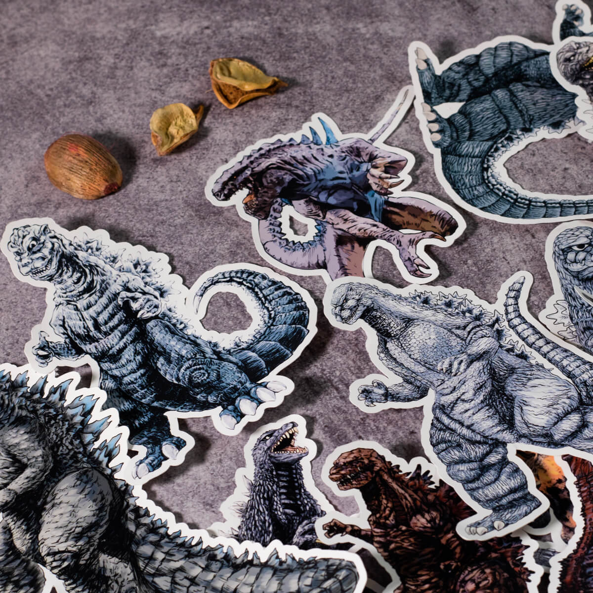 Godzilla Monster Themed Set of 37 Assorted Stickers Decal Set