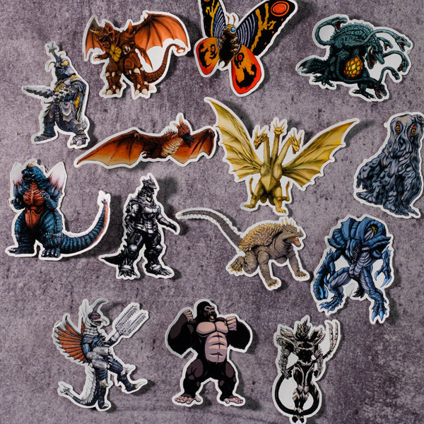 Godzilla Monster Themed Set of 37 Assorted Stickers Decal Set