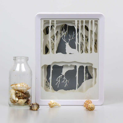 Reindeer In The Forest Shadowbox
