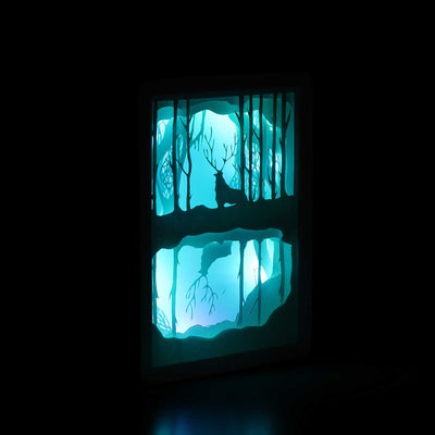 Reindeer In The Forest Shadowbox