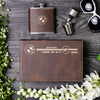 B.M.W Laser Engraved Leather Flask Gift Set