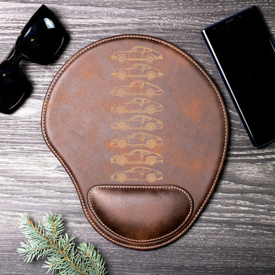 911 Silhouette Collection Engraved Leather Mouse Pad