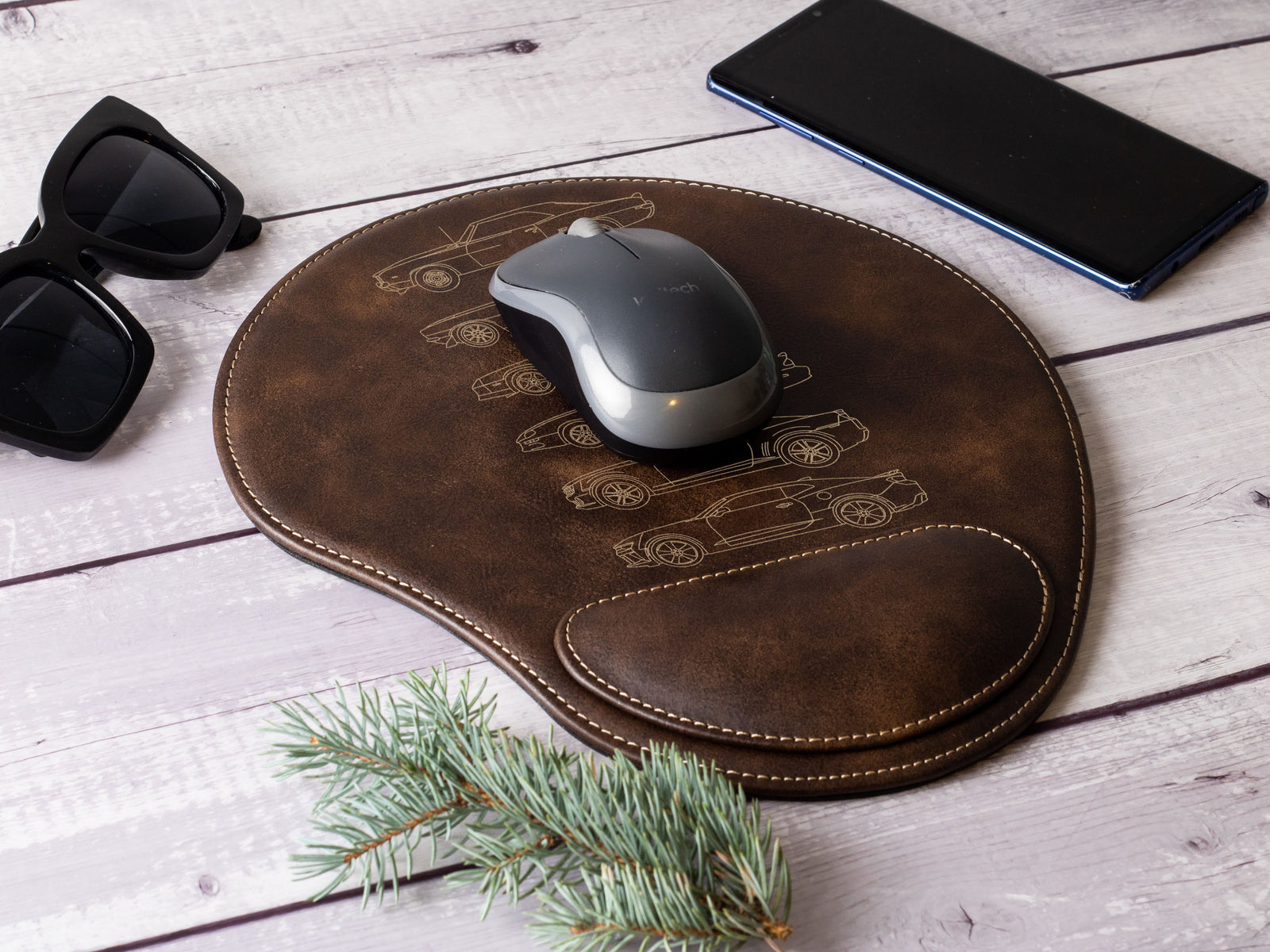 Camaro Silhouette Collection Engraved Leather Mouse Pad