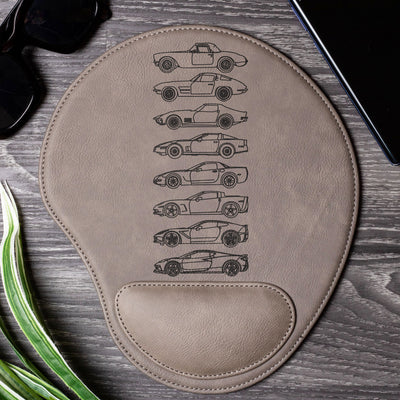 Vette Silhouette Collection Engraved Leather Mouse Pad