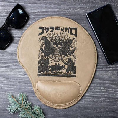 Godzilla Laser Engraved Leather Mouse Pad With Arm Rest - A Vintage Collection