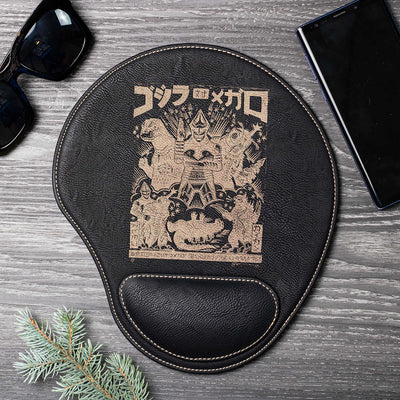 Godzilla Laser Engraved Leather Mouse Pad With Arm Rest - A Vintage Collection