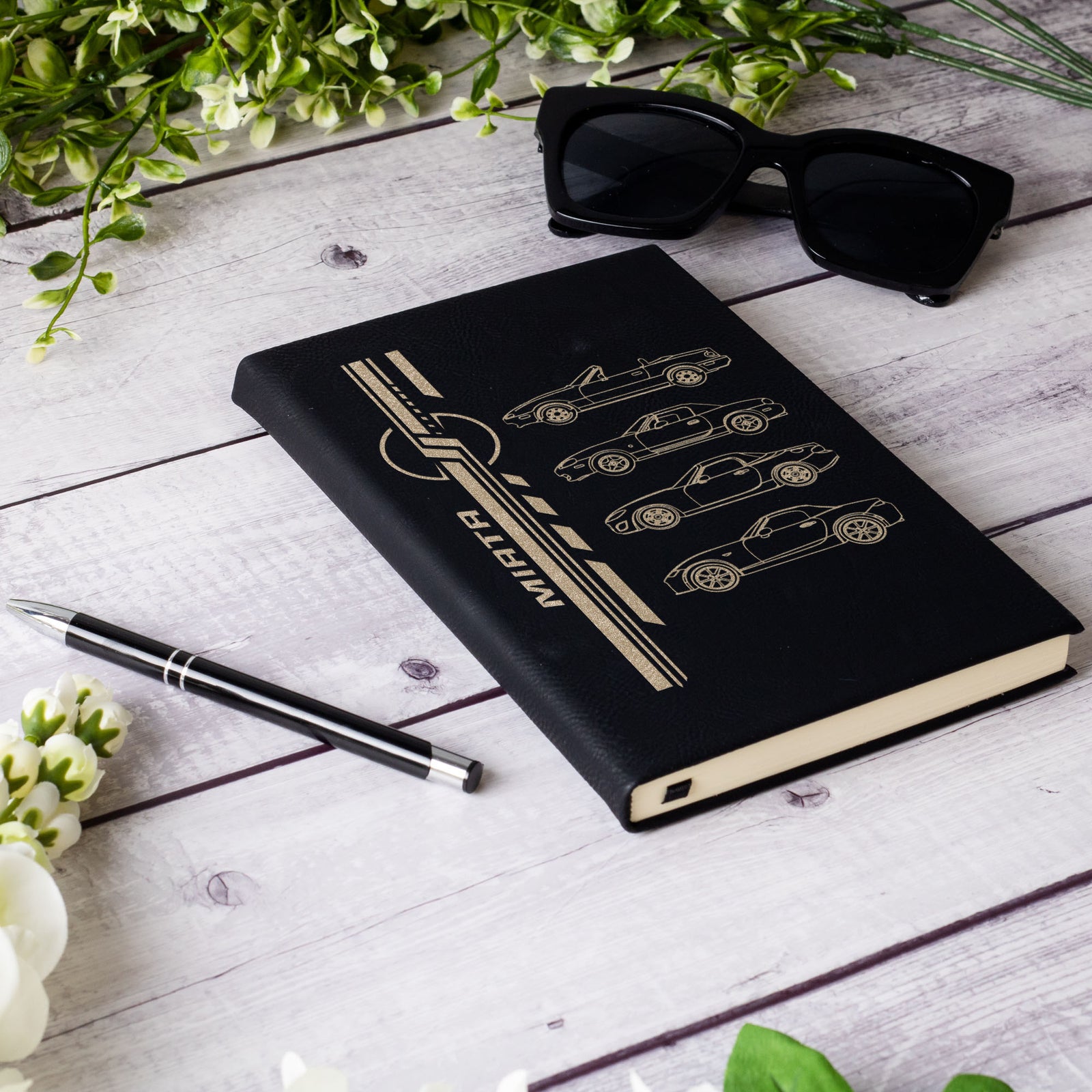 Miata Silhouette Collection Laser Engraved Leather Journal