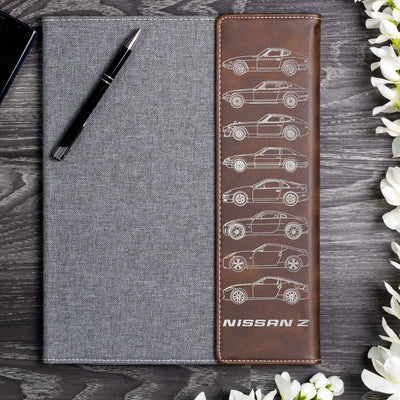 Z-car Silhouette Collection Engraved Leather Portfolio