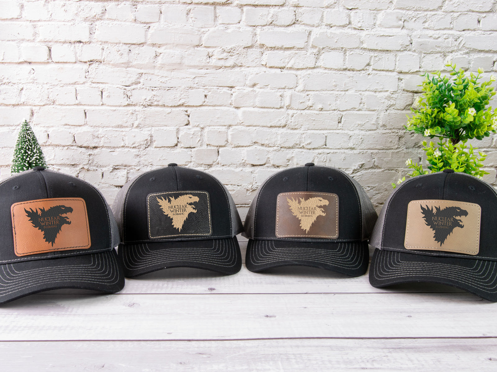 Godzilla Leather Patch Mesh Back Snapback Hat - Nuclear Winter Is Coming!