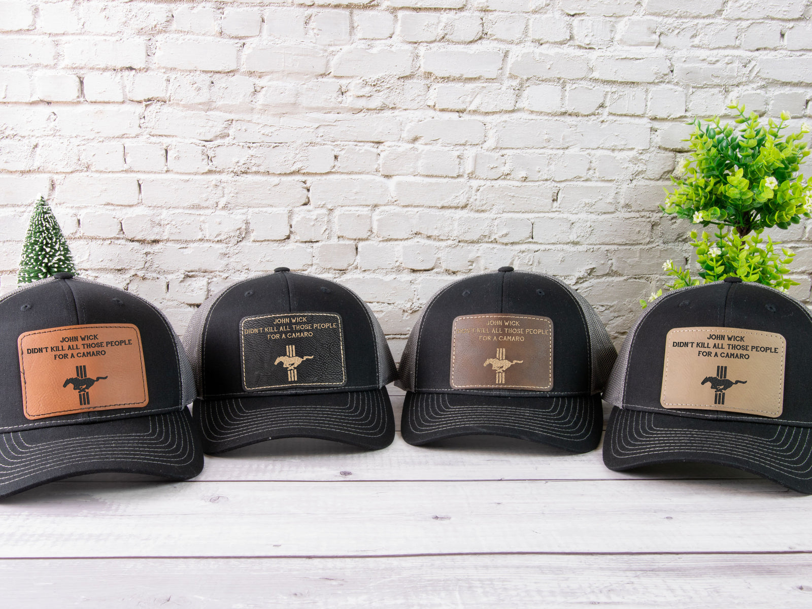 Mustang Leather Patch Mesh Back Snapback Hat