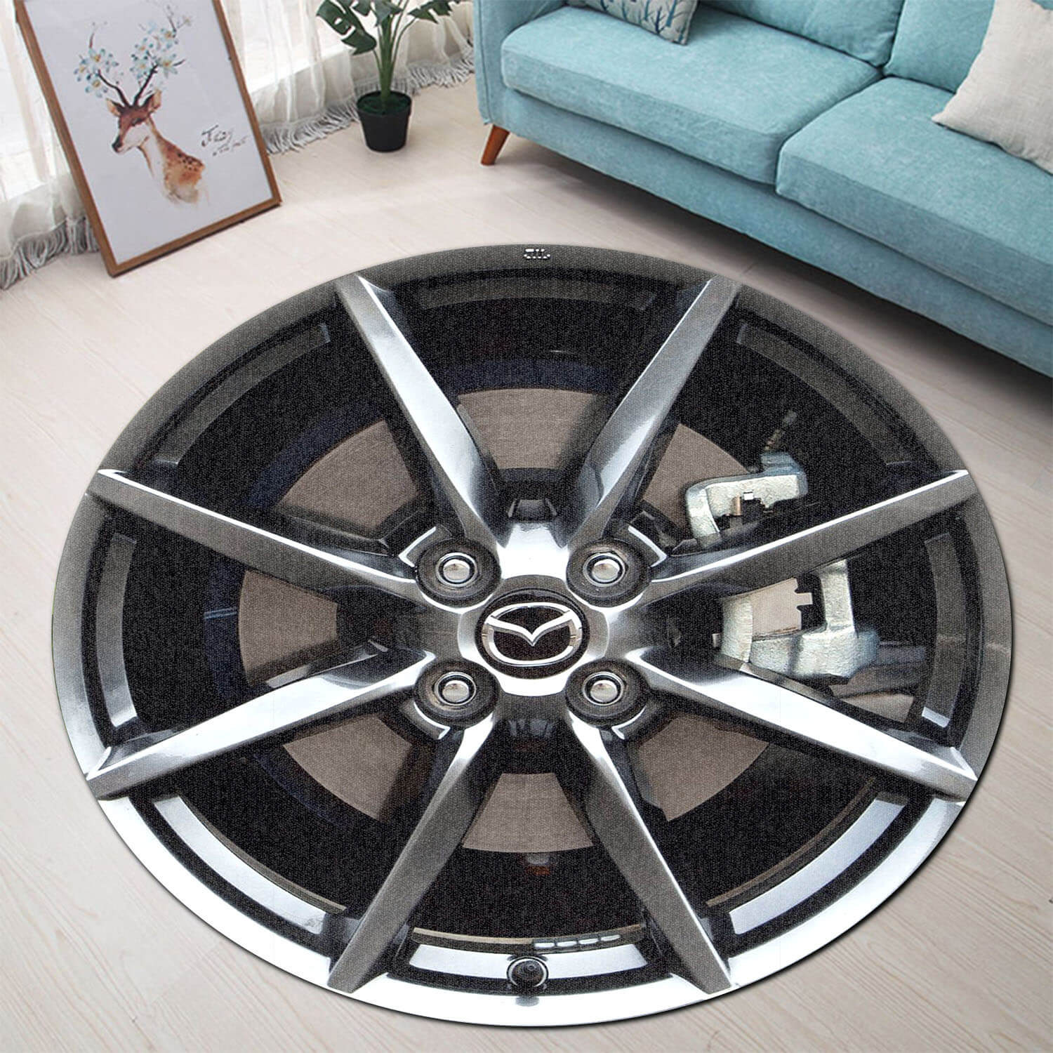 Miata Steering Wheel Collection Round Rug
