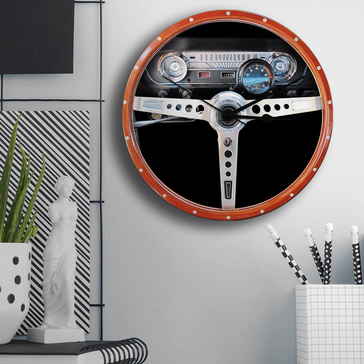 Mustang Wheels Wall Clock