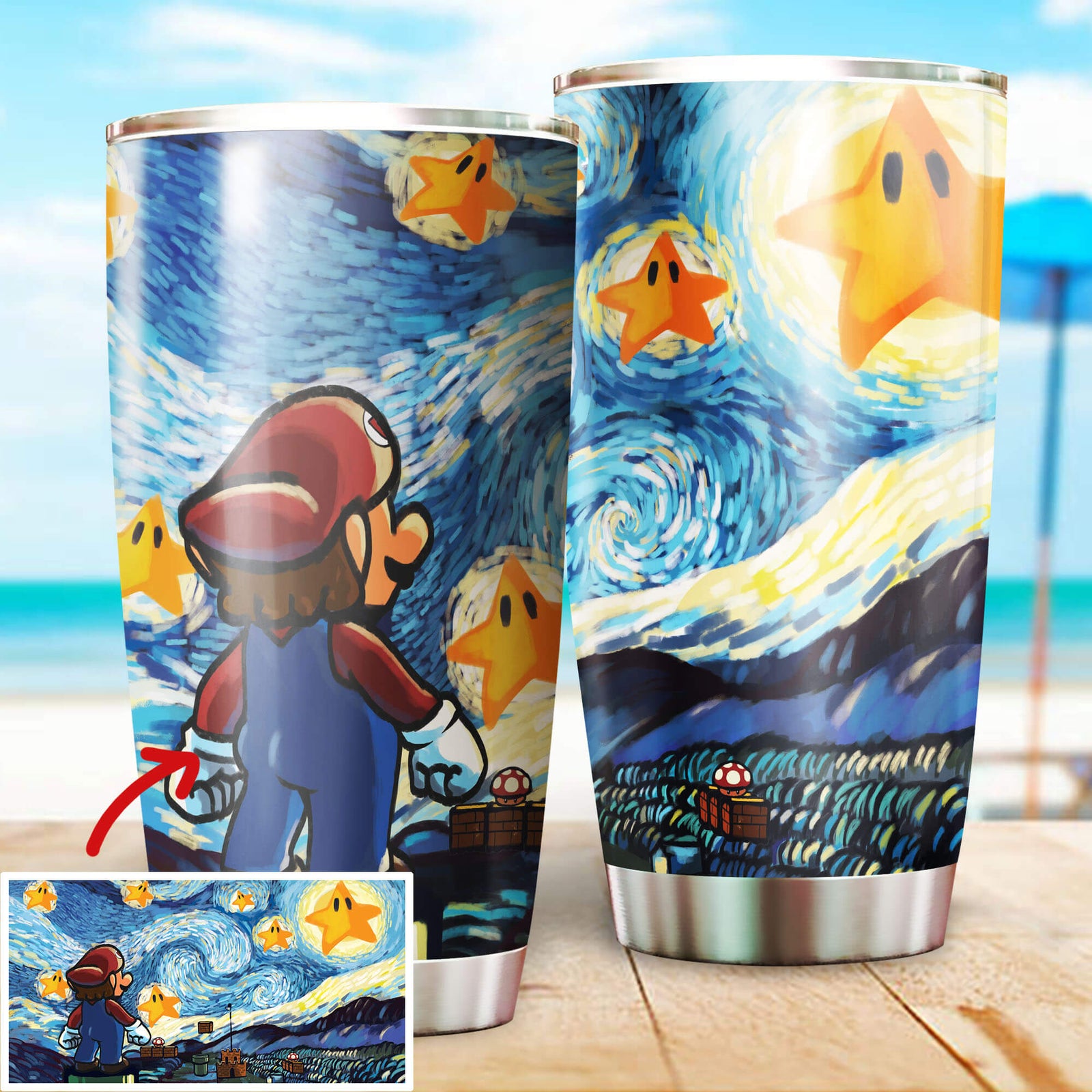 Mario Starry Night Stainless Steel Tumbler