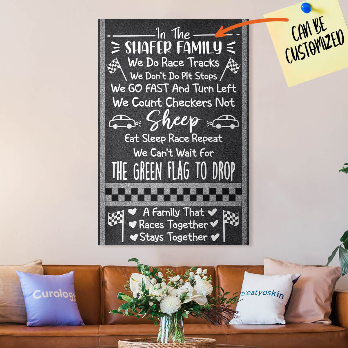 Personalized Racing Family Canvas Wall Art