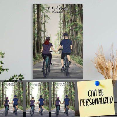 Personalized Bicycling Framed Canvas Wall Art