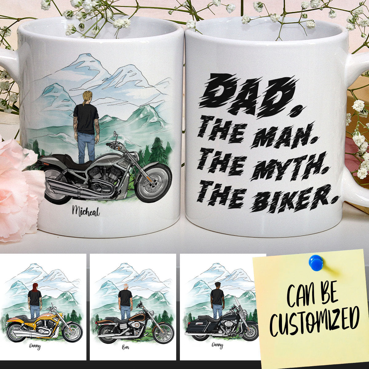 Personalized Biker Dad Mug