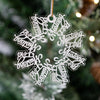 Mustang Silhouette/Snowflake Handmade Wood/Acrylic Art Ornament