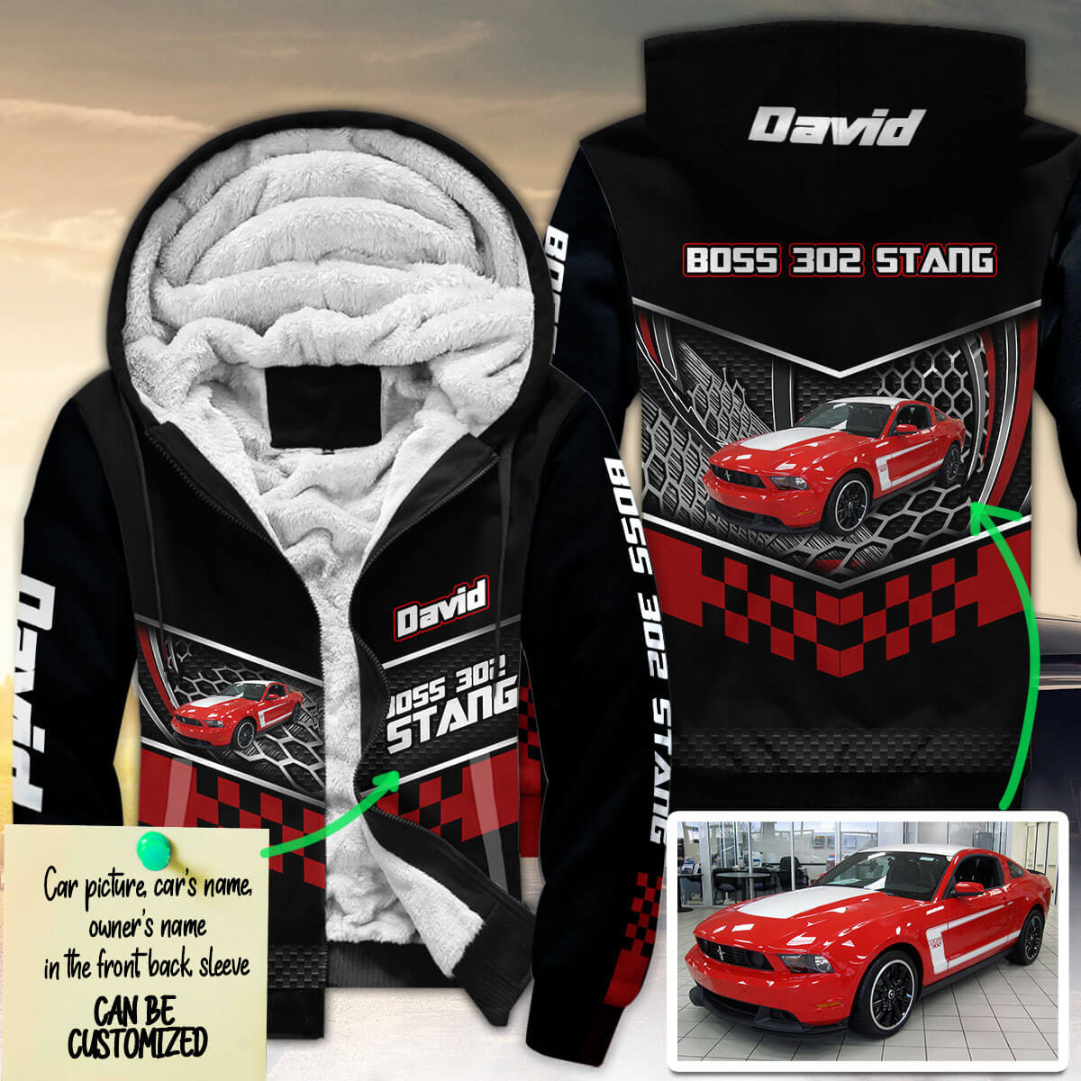 Personalized Car Racing All Over Print Fleece Zipper Hoodie