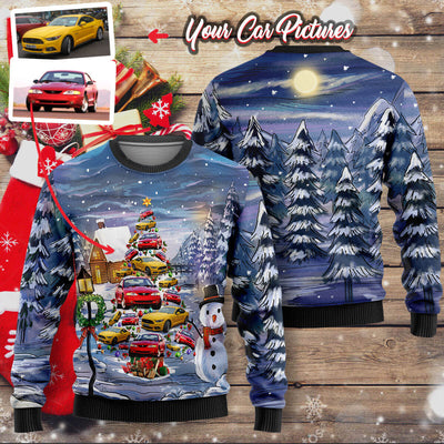 Personalized Christmas Sweater - Christmas Tree From Your Cars