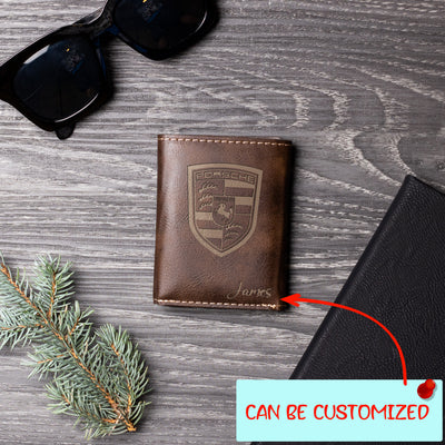 Customized 911 Silhouette Collection Engraved Leather Trifold Wallet