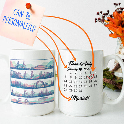 Personalized Bicycling Special Date Couple Mug