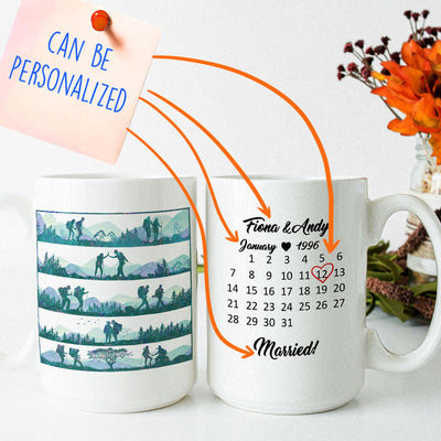 Personalized Hiking Special Date Couple Mug