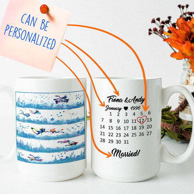 Personalized Scuba Diving Special Date Couple Mug