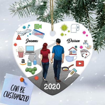 Personalized 2020 Couple Heart Ornament