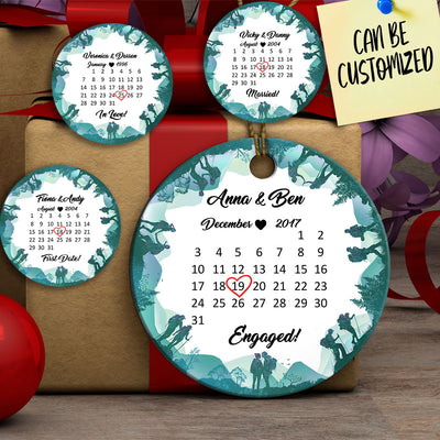 Personalized Hiking Special Date Couple Ornament