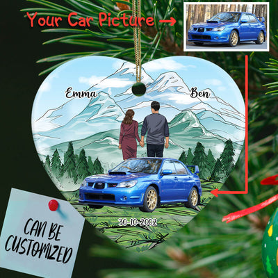 Personalized Car Couple Heart Ornament