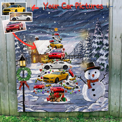 Personalized Christmas Quilt - Christmas Tree From Your Cars