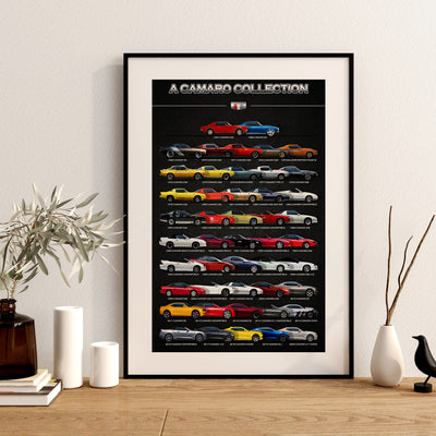 Camaro Art Poster - A Collection Of All Iconic Camaros