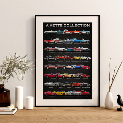 Vette Art Poster - A Collection Of All Iconic Vettes