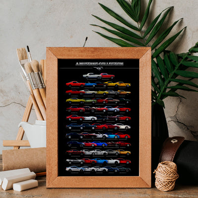 Mustang Art Poster - A Collection Of All Iconic Stangs