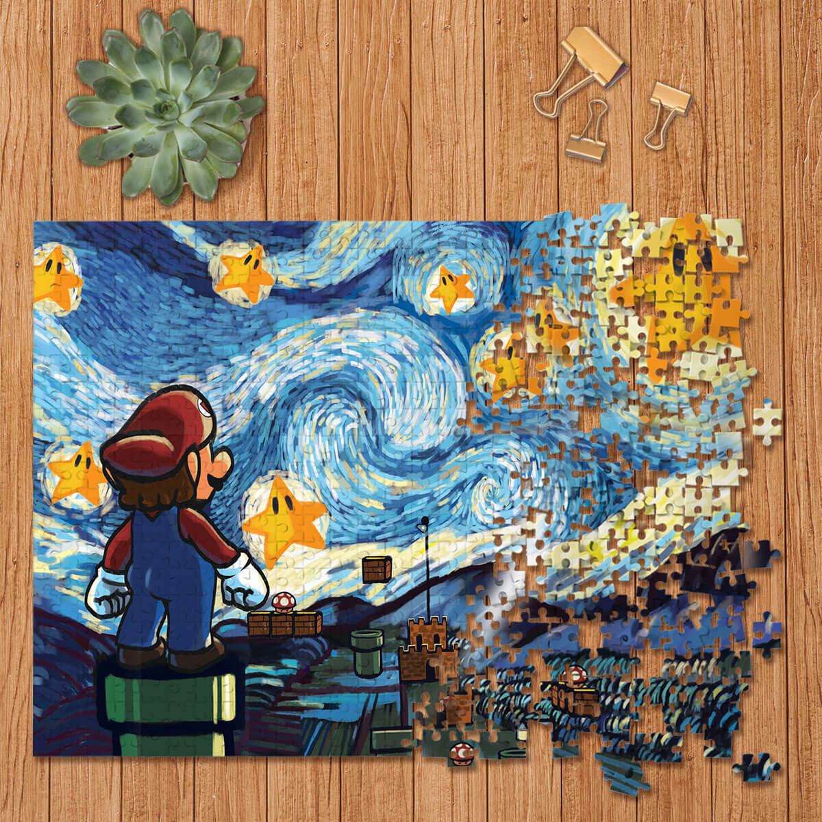 Mario Starry Night Wooden Jigsaw Puzzles