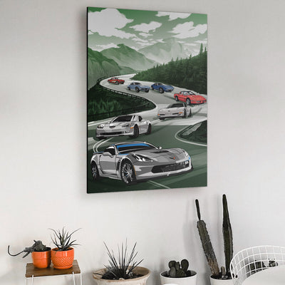 Racing Vette Canvas Wall Art
