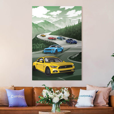 Racing Mustang Canvas Wall Art