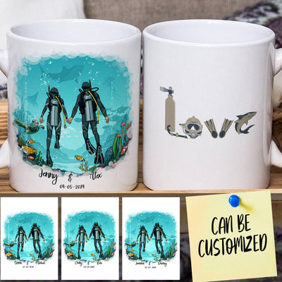 Personalized Scuba Diving Couple Mug