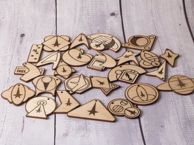 Starfleet Insignia Collection Laser Engraved Wood Ornaments/Keychains