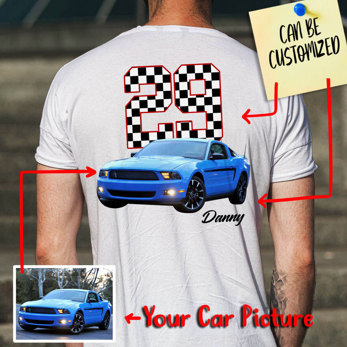 Customized Car Number Art T-shirt