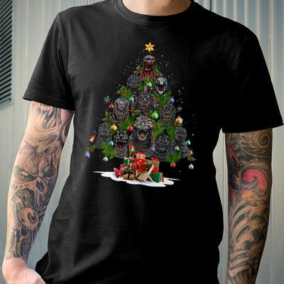 2022 Godzilla Christmas T-shirt - Christmas Tree From All Godzillas