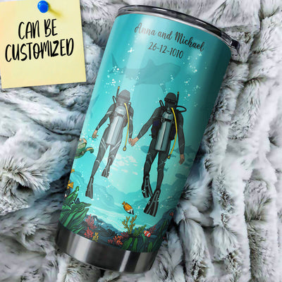 Personalized Diving-Scuba Couple Stainless Steel Tumbler