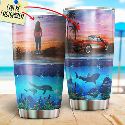 Personalized Vette On Island Stainless Steel Tumbler