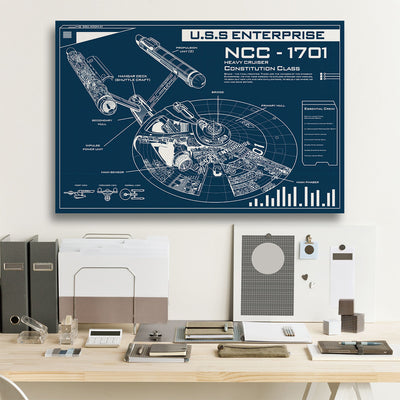 NCC-1701 Blueprint Framed Canvas Prints