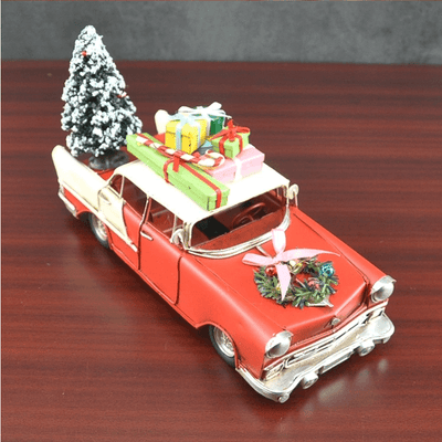 Car with Christmas Tree and Gifts Vintage Model